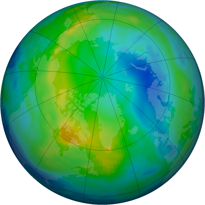 Arctic ozone map for 19 November 1993